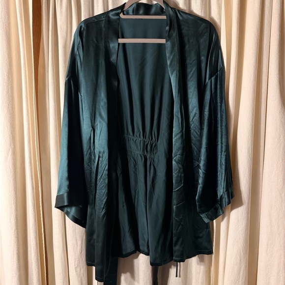 Journelle Washable Silk Robe Emerald Green Size Large